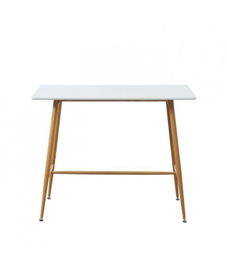 ALINA Table bar scandinave - Blanc laqué satiné - L 120 x l 60 cm