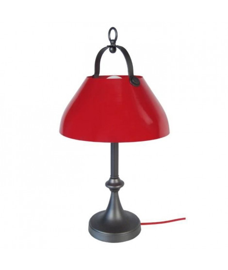 CLOCHE BARRE Lampe a poser acier 29,5x29x57 cm - Anthracite et rouge