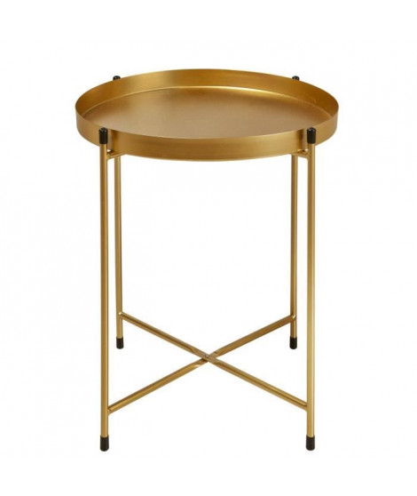 TERRANO Table basse style contemporain en métal doré - L 41 x l 38 cm