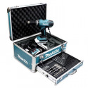 MAKITA Perceuse-visseuse a percussion HP457DWEX4 avec 2 batteries 18V 1,3Ah Li-ion, mallette en aluminium et 74 accessoires