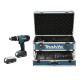 MAKITA Perceuse-visseuse a percussion HP457DWEX4 avec 2 batteries 18V 1,3Ah Li-ion, mallette en aluminium et 74 accessoires