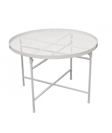 Table Métal perforé - Blanc - L 50 x P 50 x H 35 cm