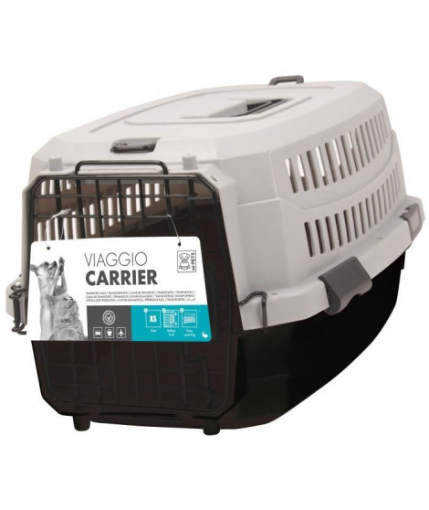 M-PETS Caisse de transport Viaggio Carrier S - 58,4x38,7x33cm - Noir et gris - Pour chien et chat