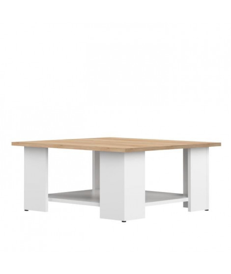 Table basse LIME - Décor blanc et chene - 67x67 cm