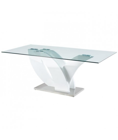 ARGO Table a manger de 6 a 8 personnes style contemporain en métal blanc laqué brillant - L 200 x l 100 cm