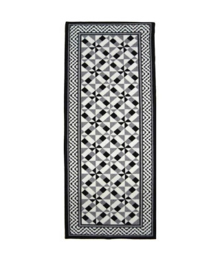 UTOPIA Tapis de salon carreaux de ciment 50x100 cm - Noir, gris et blanc