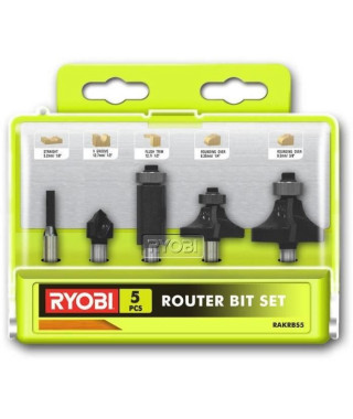 RYOBI Coffret 5 fraises panachées queue Ø 6 mm