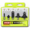 RYOBI Coffret 5 fraises panachées queue Ø 6 mm