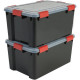 IRIS OHYAMA Lot de 2 boîtes de rangement hermétique - Air Tight Box - AT-L - Noir et transparent - 50 L - 59 x 39 x 29 cm
