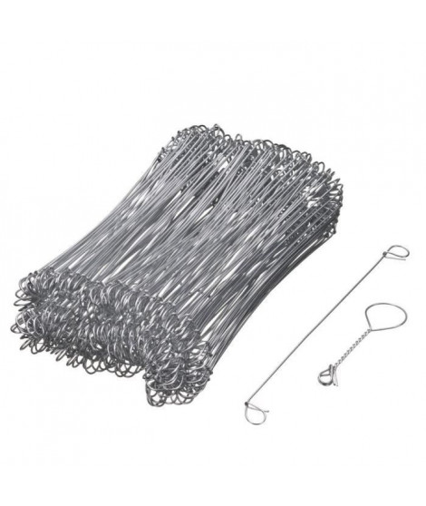 NATURE Lot de 200 Liens a boucle en acier galvanisé pour torsadeuse a fil - (L16 cm x Ø1 mm)