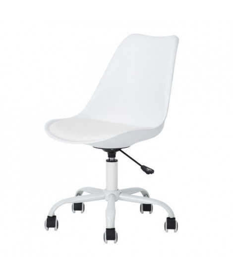BLOKHUS Chaise de bureau réglable en hauteur - Simili Blanc - L 40 x P 3 x H 80-88 cm