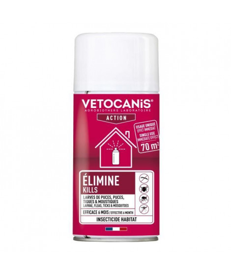 VETOCANIS Spray / Diffuseur anti-puces et anti-tiques pour l'habitat - Lot de 2 x 150 ml