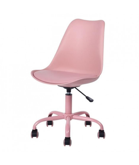 BLOKHUS Chaise de bureau réglable en hauteur - Simili Rose - L 40 x P 3 x H 80-88 cm