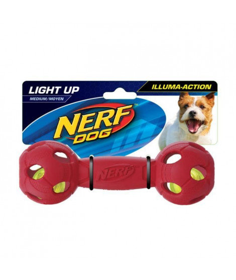NERFDOG Balle Haltere Flash LED M 7 cm - Bleu et rouge - Pour chien