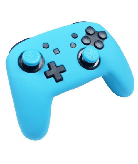 Protection en silicone bleu néon + caps Subsonic pour manette Nintendo Switch Pro Controller