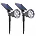 LUMISKY Pack de 2 Spots solaires extérieur étanches - 4 LEDs blanches - 200 Lm - Tete pivotante a 90°C