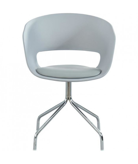 LORIS Chaise de bureau - Simili gris - Style contemporain - L 58 x P 56 cm