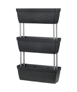 DEROMA Trio de Jardiniere Enjoy a réserve d'eau - 50 x 16,1 x H 22 cm - 28,8 L - Noir anthracite