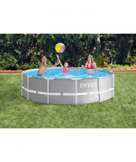 INTEX Kit Piscine Prism Frame Ronde Tubulaire - 3m66 x 99 cm - Gris