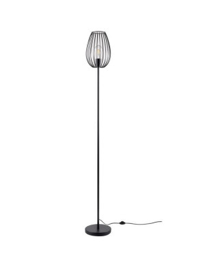 MADDY Lampadaire en métal - Ø 22 x H 160 cm - Noir - Ampoule LED Décorative fournie