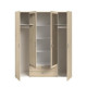 VARIA Armoire 4 portes miroir décor chene - L 160 x P 51 x H 185 cm