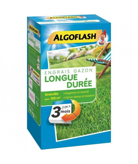 ALGOFLASH Engrais Gazon Longue durée 3 mois - 3,6kg