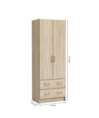 DUAL Armoire chambre adulte classique décor chene brossé - L 61 cm