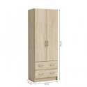 DUAL Armoire chambre adulte classique décor chene brossé - L 61 cm