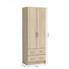 DUAL Armoire chambre adulte classique décor chene brossé - L 61 cm