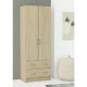 DUAL Armoire chambre adulte classique décor chene brossé - L 61 cm