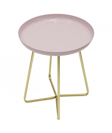 Table d'appoint plateau rond glossy - Rose - L 40 x P 40 x H 48,5 cm