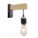 DETROIT Applique industrielle en bois - 6 x 15 x H20 - Noir - Ampoule décorative E27 40W fournie