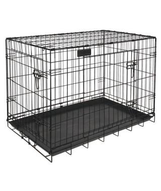 RIGA cage pliable chiens GM - L 91 x l 58 x H 66 cm - Grands chiens - Noir