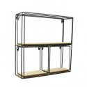 MYRIAM Etagere murale 4 Pieces - Bois et métal - 38X38X10 cm - Beige/Noir