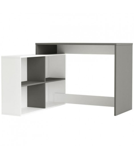 NAGANO Bureau d'angle contemporain blanc et gris graphite - L 111,9 cm