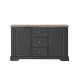 DESSY Buffet bas classique gris mat et plateau décor bois - L 139 cm