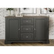 DESSY Buffet bas classique gris mat et plateau décor bois - L 139 cm