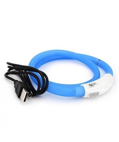 DUVO Anneau Lumineux Seecurity Flash Light Ring USB Silicone - 70 cm - Bleu - Pour chien