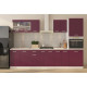 ULTRA Cuisine complete avec colonne four et plan de travail inclus L 300 cm - Aubergine mat