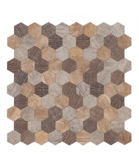 Mosaique adhésive en bois  30,5 x 30,5 cm - Marron