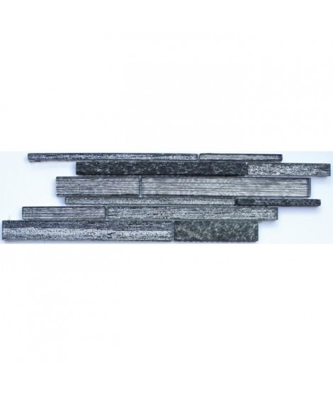 Listel en pate de verre  Brique - 10 x 30 cm - Noir