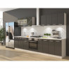 ULTRA Cuisine complete avec meuble four et plan de travail inclus L 300 cm - Gris brillant