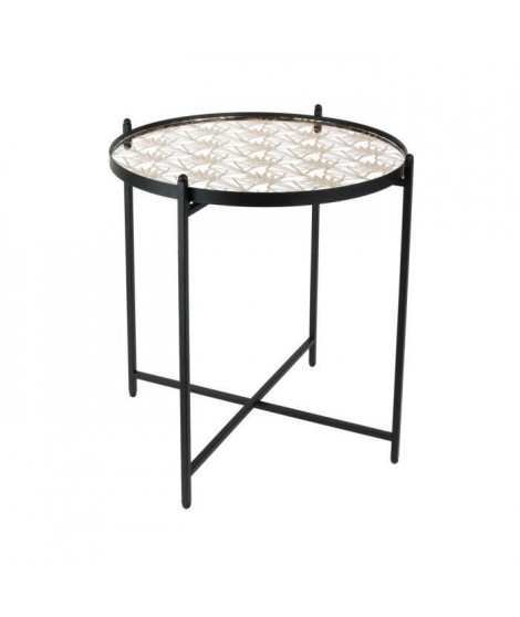 Table Métal Noir avec miroir - L 43 x P 43 x H 50 cm