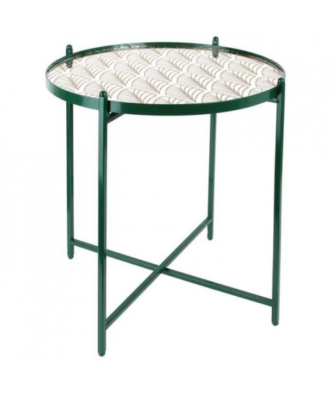 Table Métal Vert avec miroir - L 43 x P 43 x H 50 cm