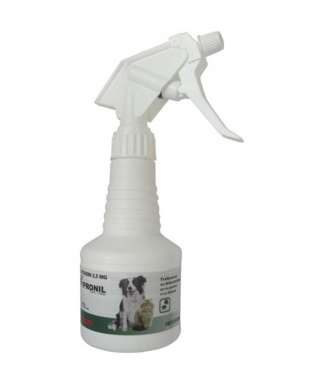 VETOSOIN Spray antiparasitaire, anti-puces et anti-tiques au Fipronil - 250 ml - Pour chat et chien