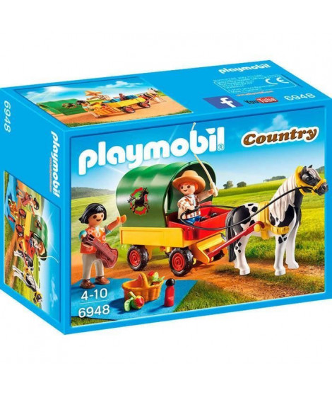 PLAYMOBIL 6948 - Country - Enfants avec Chariot et Poney