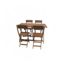 Ensemble repas de jardin pliable 4 places - table 120x70cm et 4 chaises - En bois d'eucalyptus