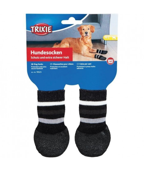 TRIXIE Lot de 2 Chaussettes antidérapant - XL - Noir - Pour chien