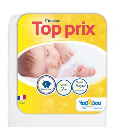 YOOPIDOO Matelas bébé Top prix - Confortable - Fabrication française - 70 x 140 x 10 cm