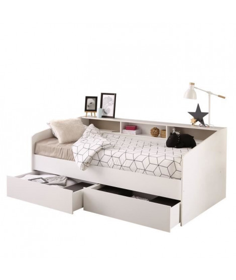 JOY Lit banquette contemporain décor blanc - l 90 x L 200 cm